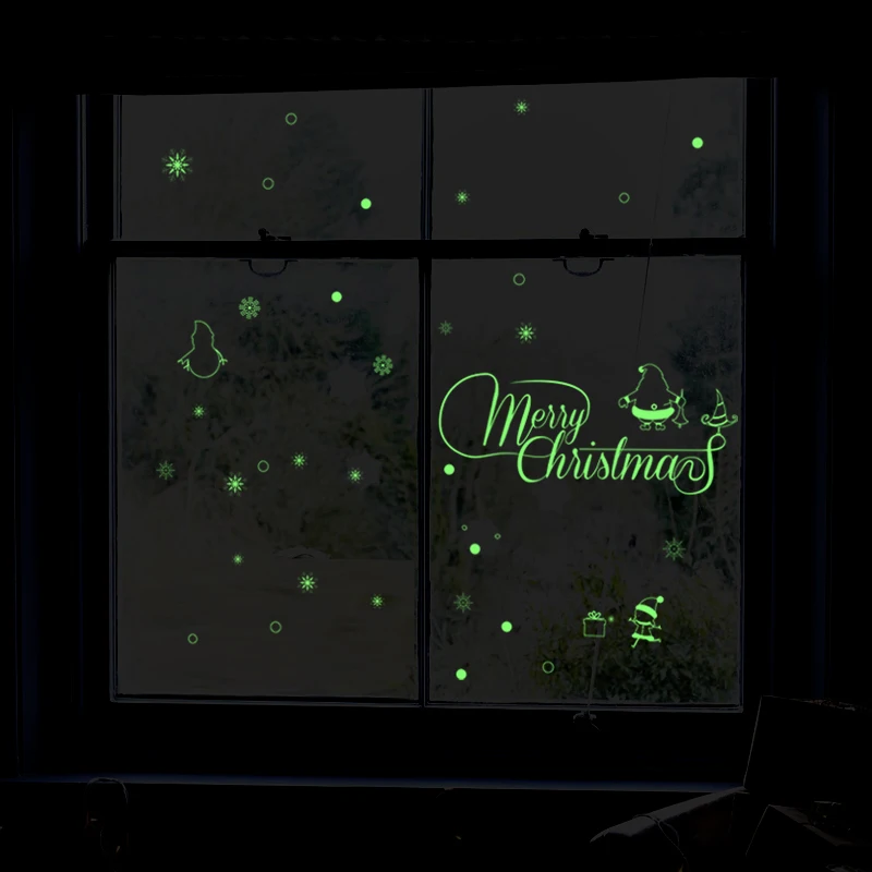 2020 рождественские светящиеся наклейки на стену для детской комнаты украшение