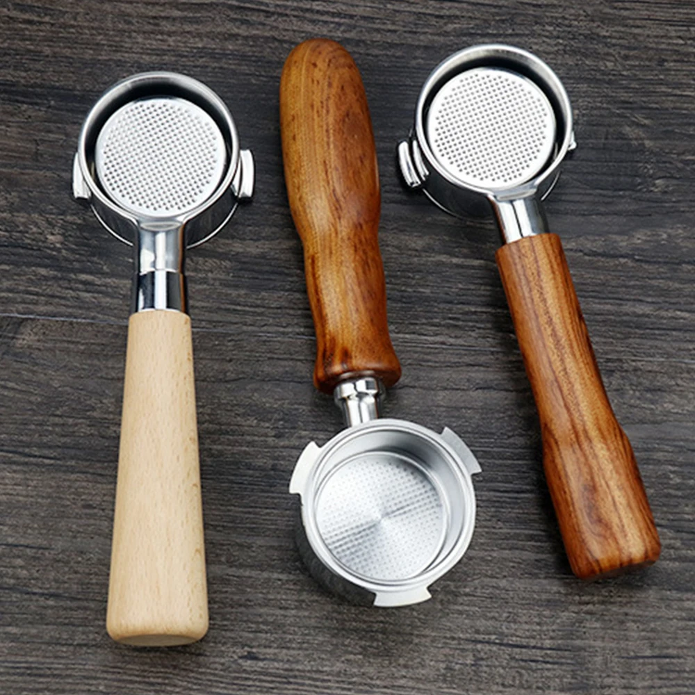 

51mm Bottomless Portafilter Stainless Steel Coffee Machine Bottomless Filter Holder Branch Wooden Handle Professional Accessory