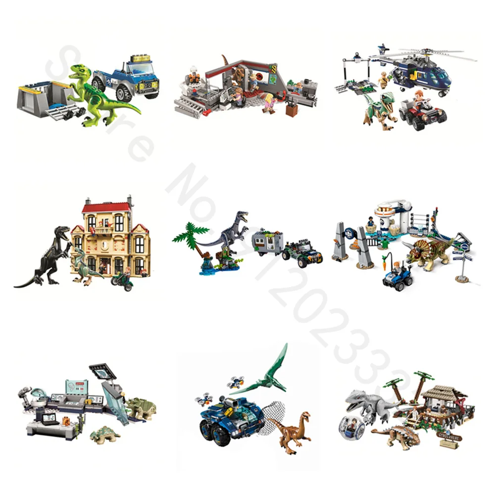 

New Jurassic Dinosaur Laboratory Ankylosaurus Velociraptor Chase Alan Grant Model Building Blocks Brick Model Assemble Toy 11580