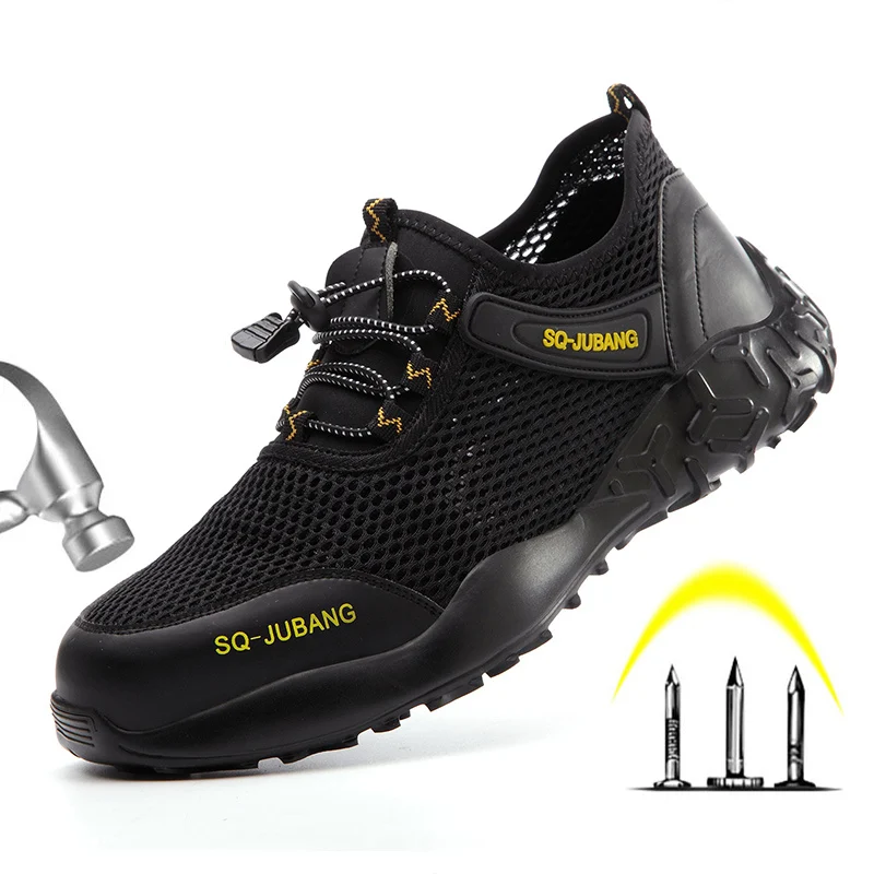 

2020 Summer Mesh Breathable Men Safety Shoes Steel Toe cap Work Shoes Lightweight and Comfortable Working Boots Men Sneakers