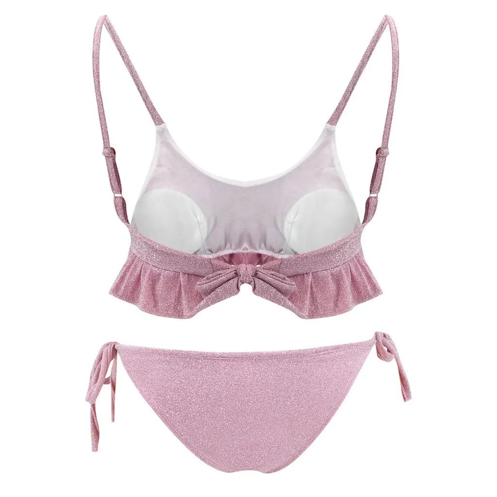 Соблазнительные бикини 2020 Купальник летние женские однотонные из двух частей