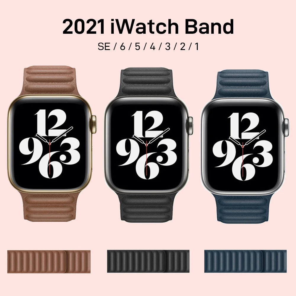 Фото Ремешок кожаный для Apple watch band 44 мм 40 мм, оригинальный магнитный браслет для наручных часов Apple watch band 1:1 38 мм 42 мм, iWatch seвозы 3 5 4 6 №4