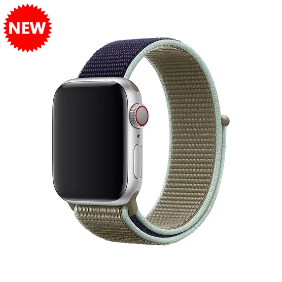 Khaki Ремешок для Apple Watch, ремешок для Apple Watch 5, 4, 44, мм, 42 мм, iwatch band 3, 2, 5, 42 мм, 38 мм, Спортивная петля, correa, нейлоновый ремешок для часов - Цвет ремешка: Khaki