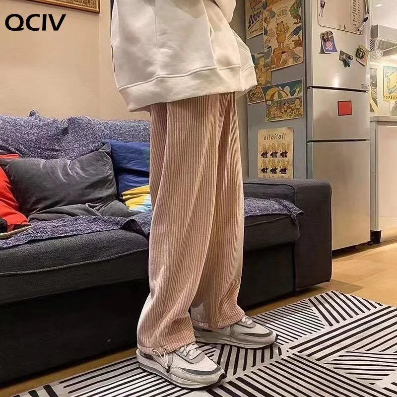 

Men's Warm Korean Street Pants Men's Casual Tie Leg Straight Pants Corduroy Pure Color Oversized Pants jogging pants men