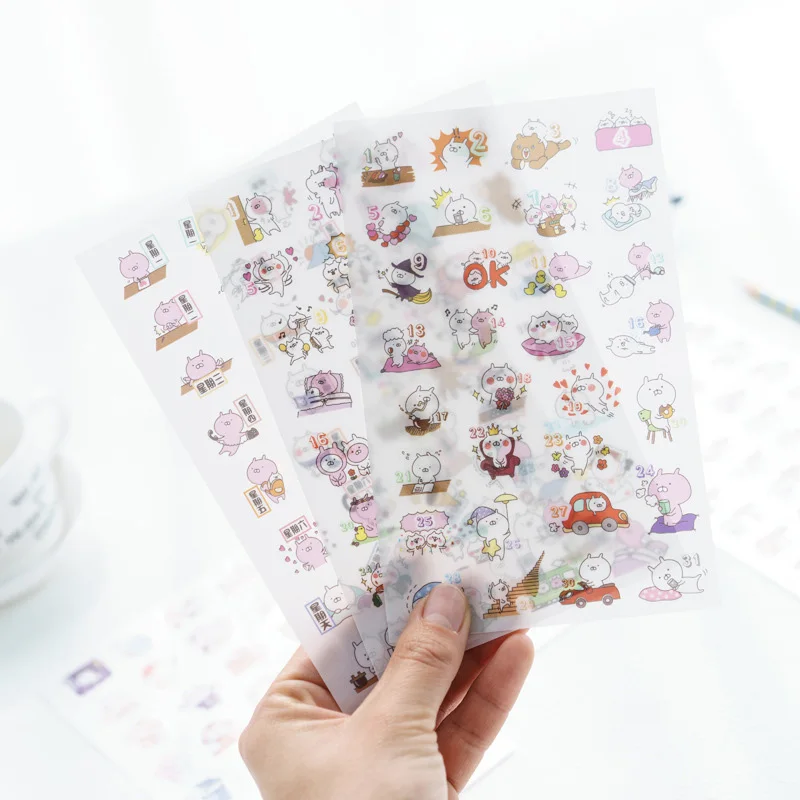 6 шт./лот, милые наклейки с единорогом, Kawaii, мультяшный Кот, липкие бумажные наклейки для детей, подарок, сделай сам, скрапбукинг, дневник, канцелярские принадлежности - Цвет: 1