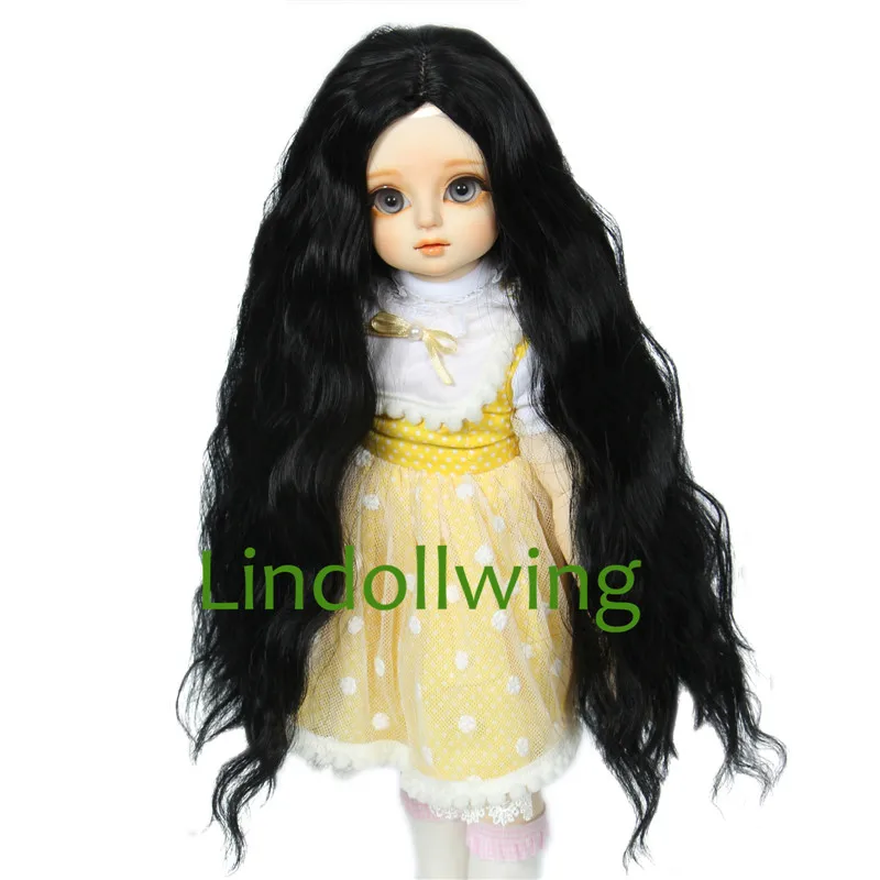 

1/3 BJD Wig Blyth Pullip Dal DD SD LUT Dollfie Doll Wig 8-9 9-10 inch Long Black Hair