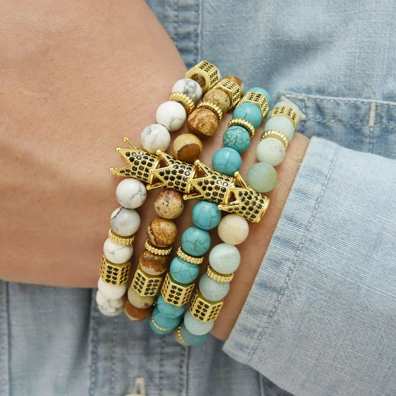 Винтажный Браслет KSRA из натурального камня для женщин и мужчин модные медные