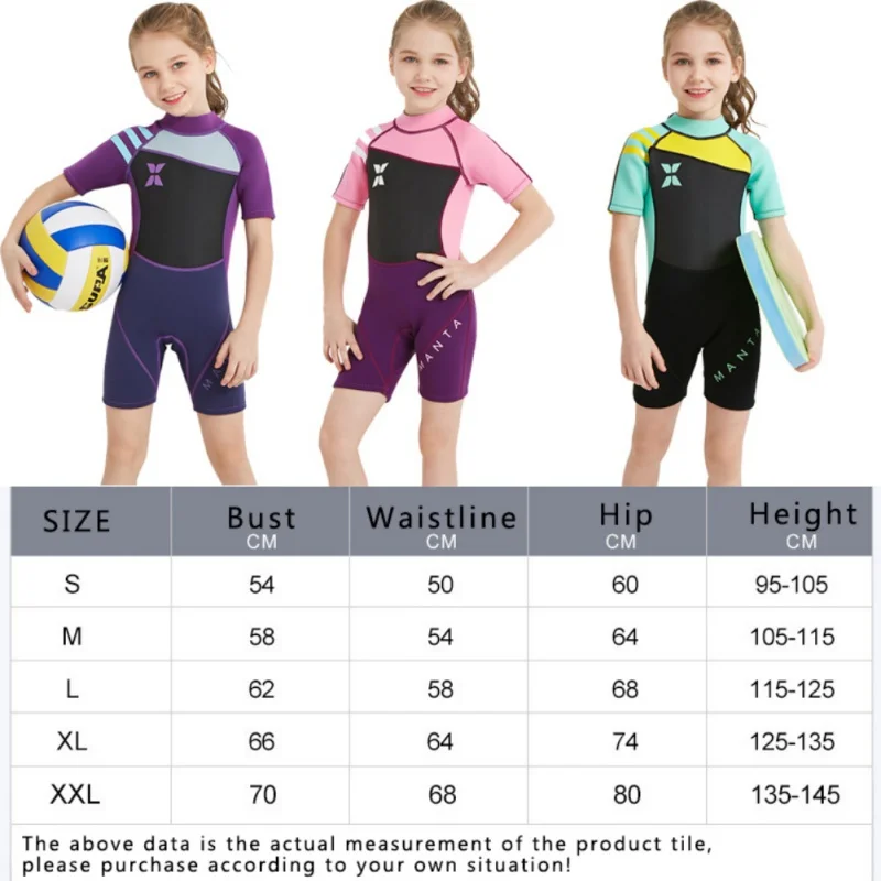

Kids Girl Keep Warm UV Protection Swimwear Siamese Short Sleeves Children Wetsuit Warm Swimsuit Neoprene Diving Suit 3 Stytle