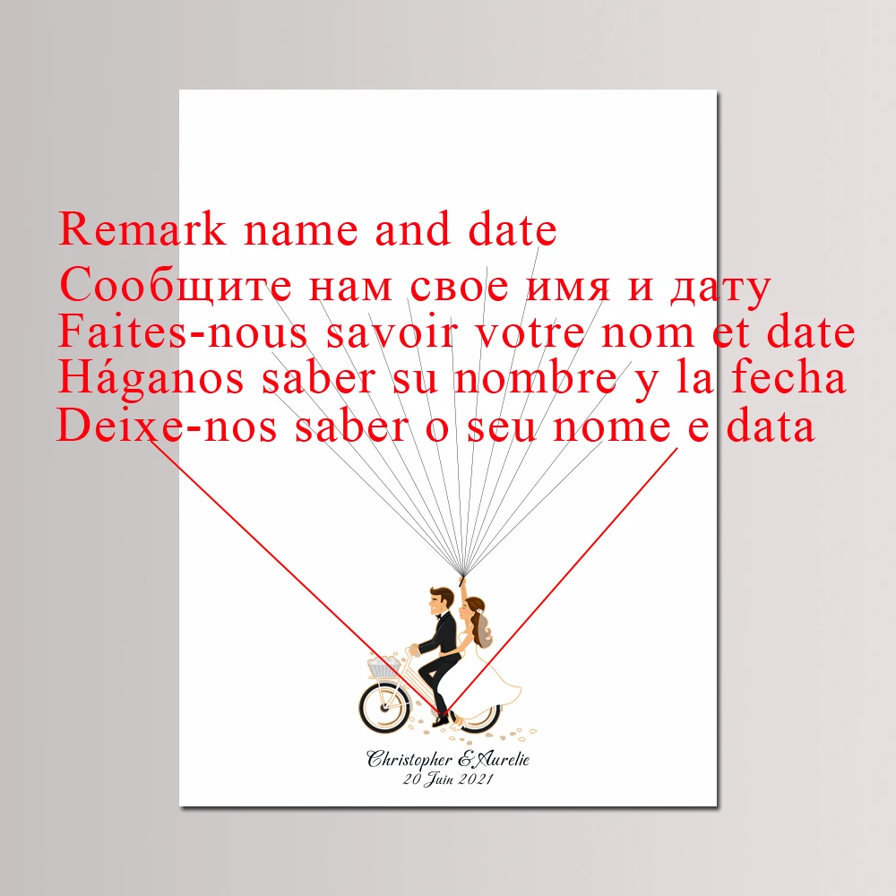 Пользовательские пары имя свадьба Дата Гостевая книга с отпечатками пальцев