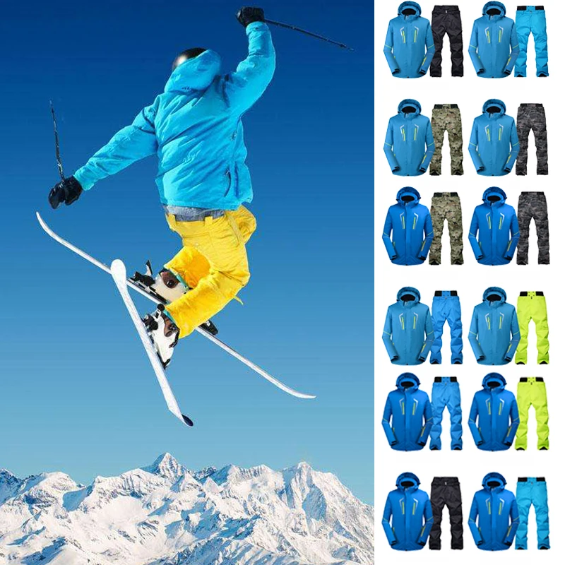 Зимний лыжный костюм Мужская ветрозащитная лыжная куртка + штаны уличная