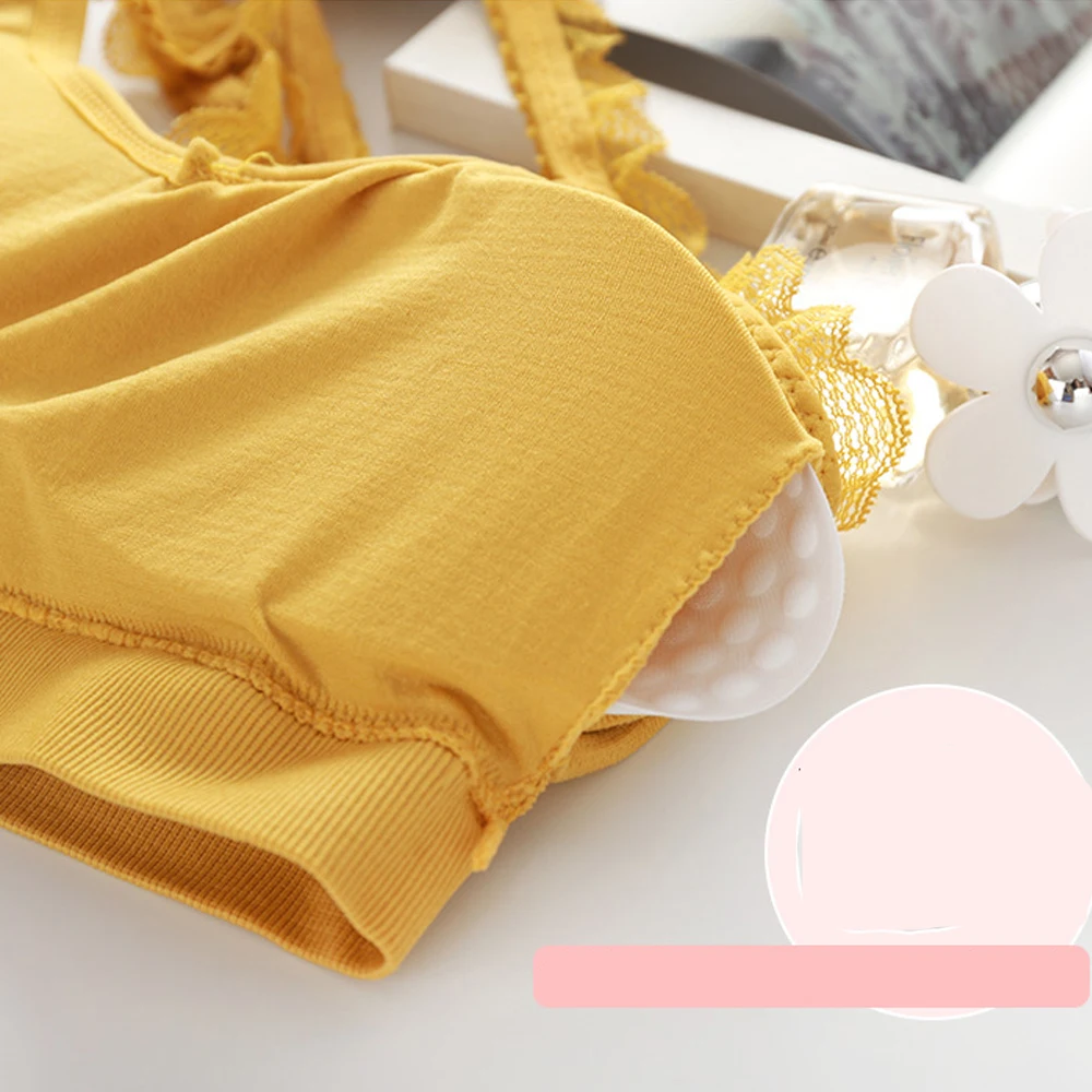 

Bralette Fitness Tank Top Lace Shoulder Strap Underwear Women Anti-light Shockproof Push Up Full Cup Crop Top Bra Lingerie 2021