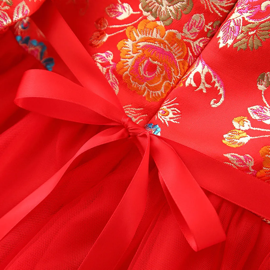 Детские платья для маленьких девочек китайский новогодний костюм Тан вечерние в