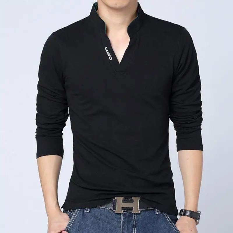 Мужская Однотонная рубашка поло с длинным рукавом Camisa PoloShirts Masculina повседневные