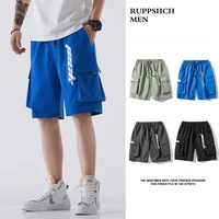 ruppshch 2021 summer new casual men cargo shorts loose trend bigger pocket sports solid color five point pants men