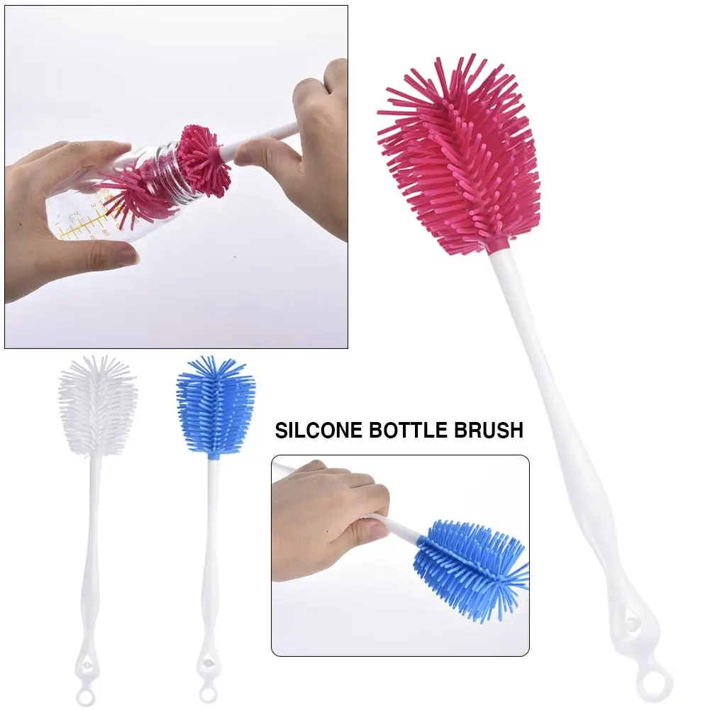 Щетка для детской бутылочки Пищевая силиконовая щетина PP длинная ручка Чистящая