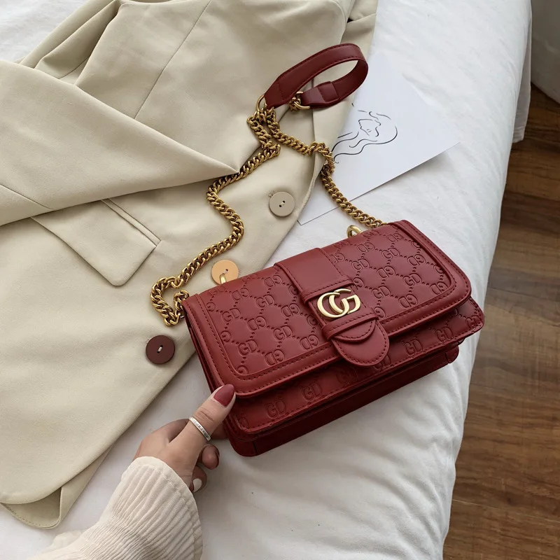 

2021 New European Retro Fashion Ladies Square Bag Quality Matte PU Leather Women's Handbag Chain Tote Shoulder Messenger Bags