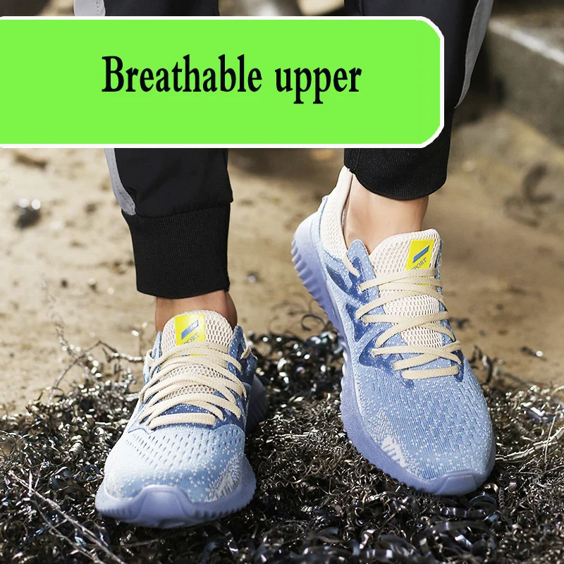 

Anti-smashing Anti-piercing safety shoes Flying Woven Labor Insurance Shoes Lightweight Breathable Mesh Sports Work Shoes