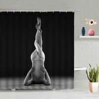 sexy beauty shower curtain set beautiful woman doing stretching modern minimalist home decor bathroom bathtub screens with hooks