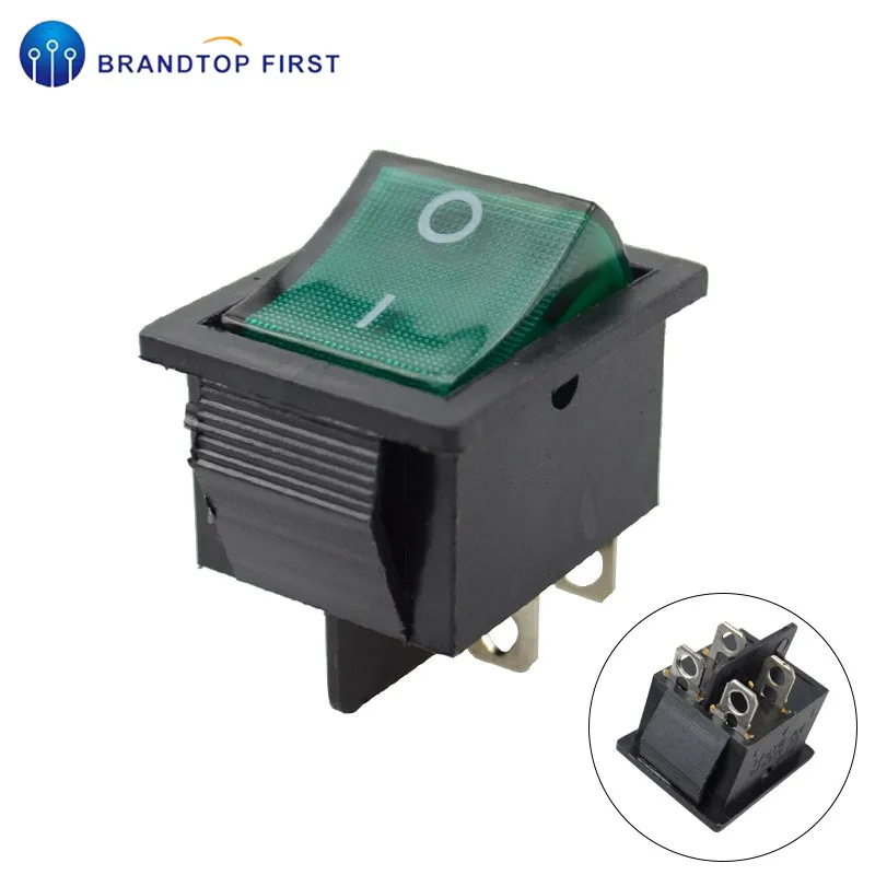 KCD4 кулисный переключатель Мощность переключатель 4 Пина 6Pin 15A 250VAC 20A 125VAC - Цвет: 4Pin green