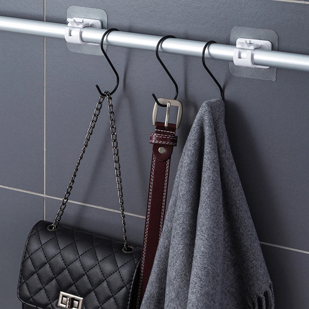 

2pcs nail-free adjustable curtain rod bracket clip hook can be pasted wall curtain fixing clip hook household portable products