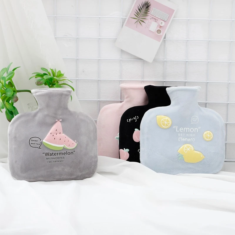 1000ML Soft Plush Hot Water Bottle Wth Cover Warm Print Cute Hand Warmer Pocket Rubber Bag Portable home |