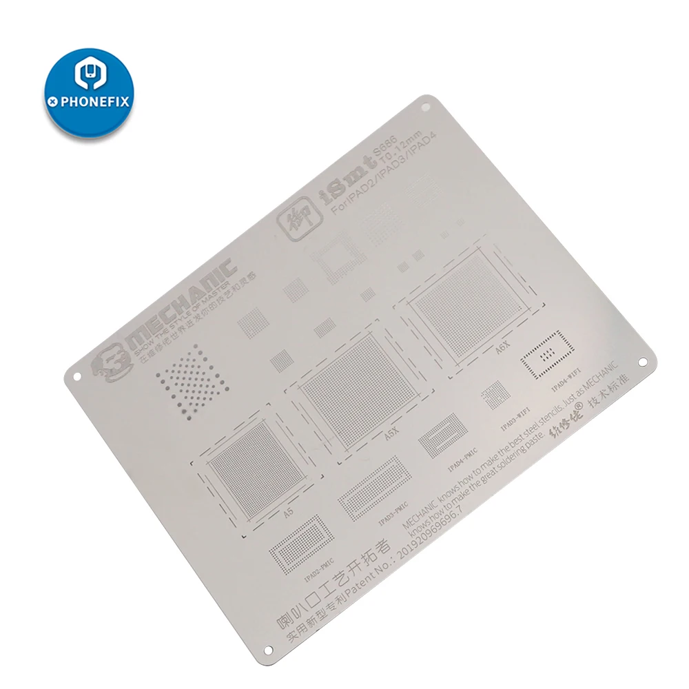 

Mechanic ISMT Universal BGA Reballing Stencil Kit For iPad Air 12 Mini 234 Pro Motherboard Baseband Power IC Repair Steel Mesh