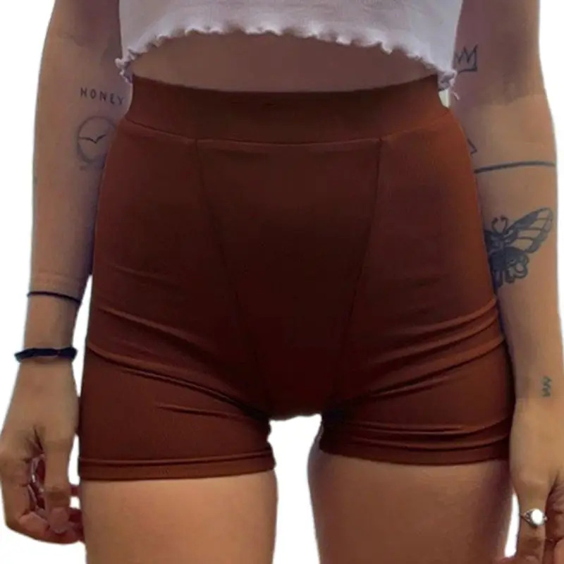 

Women Mid Rise Ribbed Sexy Slim Shorts Solid Color Casual Sport Yoga Beach Pants A2UA