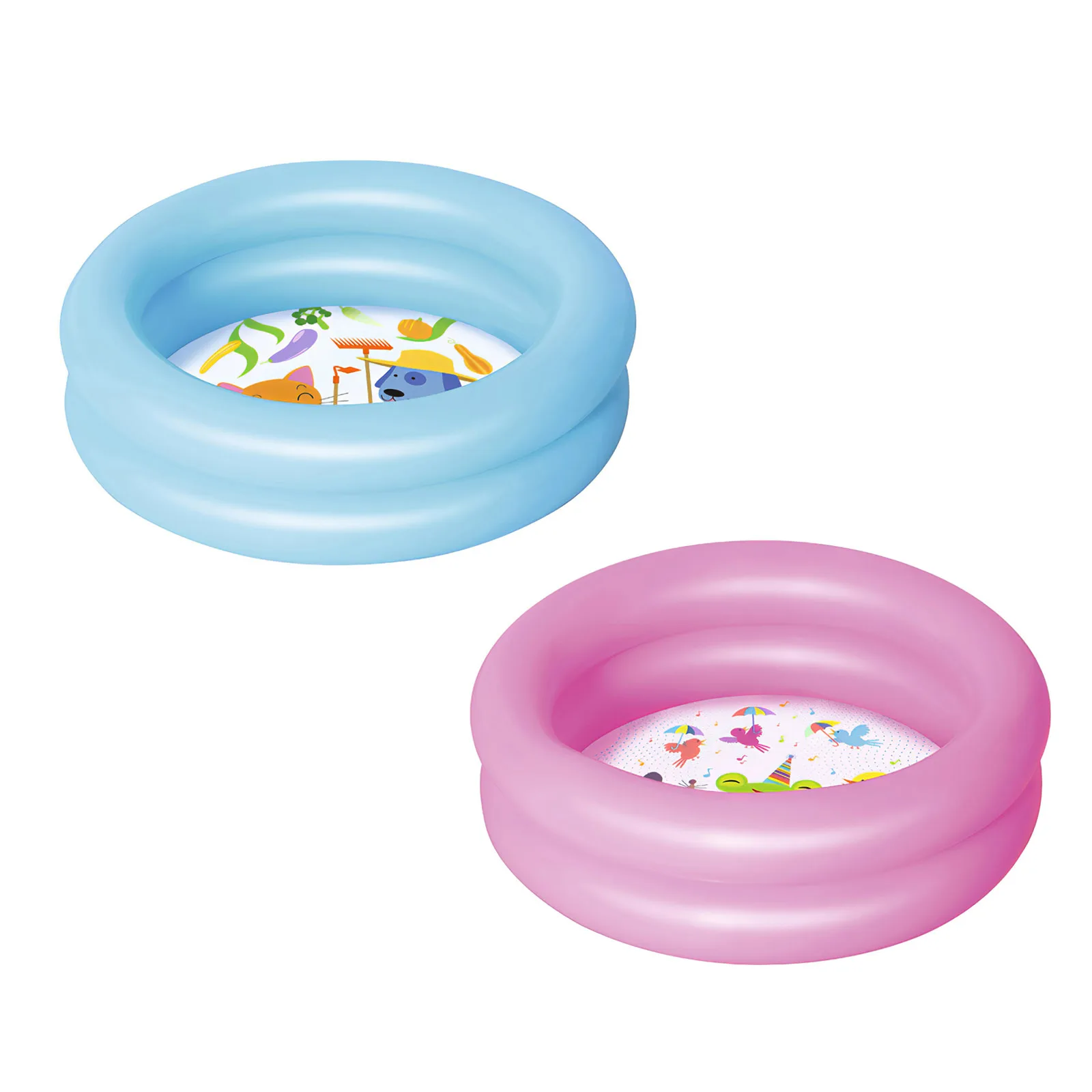 

Children Swimming Pool Inflatable Quick Set Up Non-Toxic Safe Two Ring Paddling Pool Cute Animal Cartoon Pattern Portable Pool