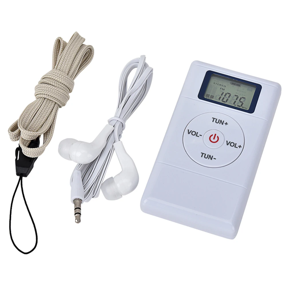 Portable Mini FM Radio Stereo DSP Digital Clip-on Conference Receiver 108MHz with Earphone Lanyard Display Screen | Электроника