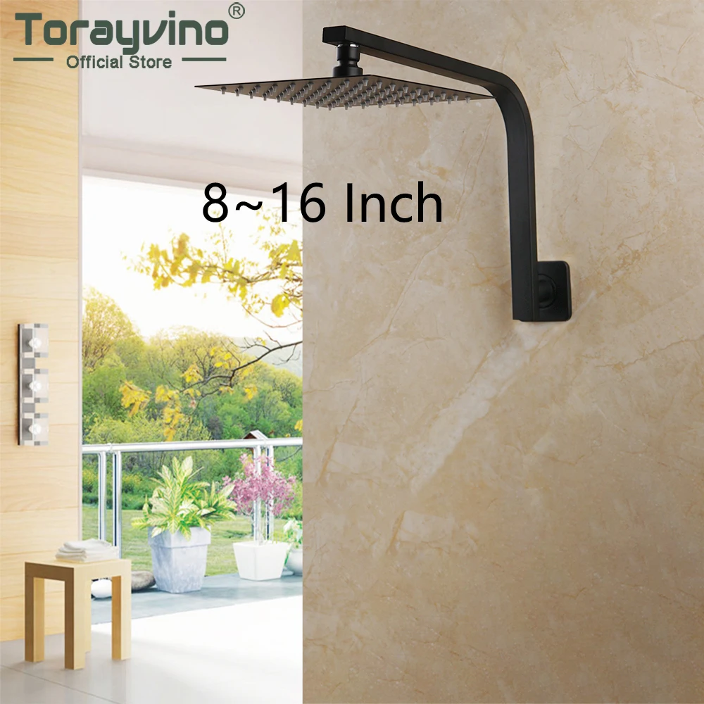 Torayvino смеситель для душа ванной комнаты матовый черный светодиодный квадратный