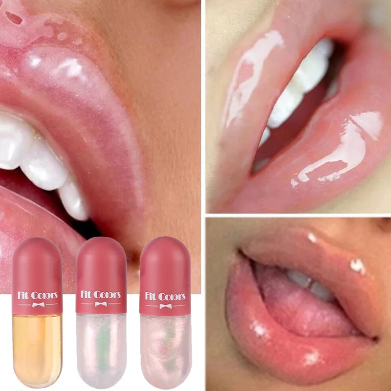 Капсульные Кристальные желейные блески для губ масло увеличения блестящие