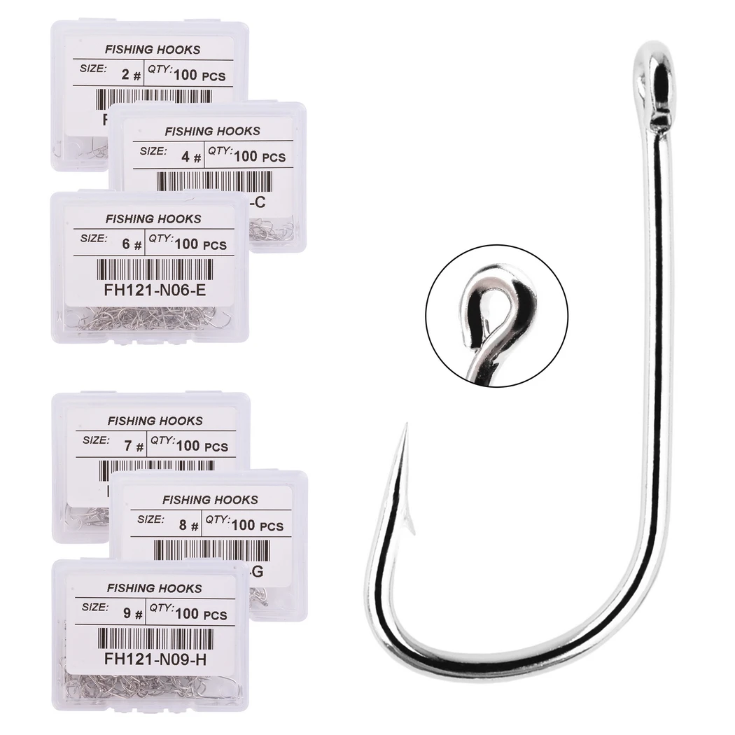 Рыболовные крючки с глазами 100 шт. из нержавеющей стали белые большим Экстра