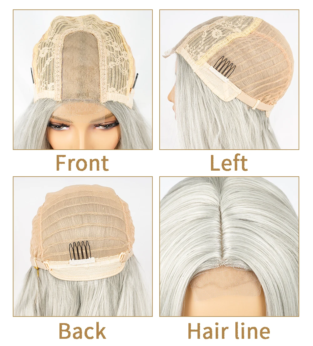 Серебристо-серые длинные прямые парики 30 дюймов Натуральные волосы средней