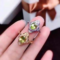 100 natural peridot ring for daily wear 5mm7mm oval cut peridot silver ring fashion 925 silver gemstone ring