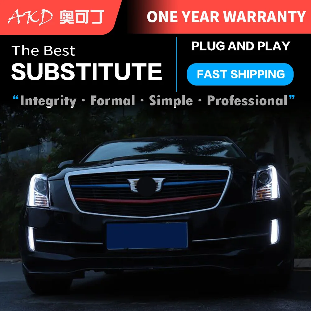 АКД автомобильного тюнинга фары для Cadillac ATS-L ATS L светодиодные DRL Противотуманные