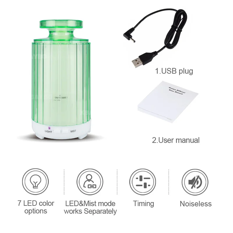 

200ml Aroma Diffuser with 7 Color Light Cool Mist Air Humidifier for Home Office Decoration