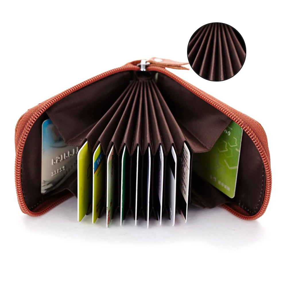 New Women's Leather Bank Card Wallet Multi-card Slot Package Credit Holder Case Short Purse Mini Clutch Zipper Bag |