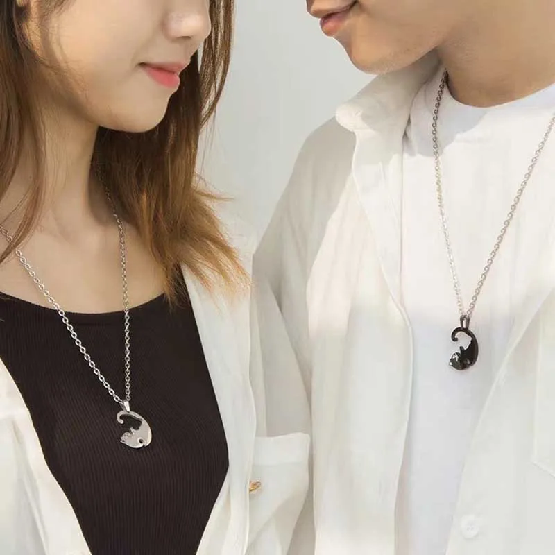

Yin Yang Tai Chi Cat Pendant Necklace Round Heart Necklace Friendship Couple Lovers Birthday Gift Friend Jewelry