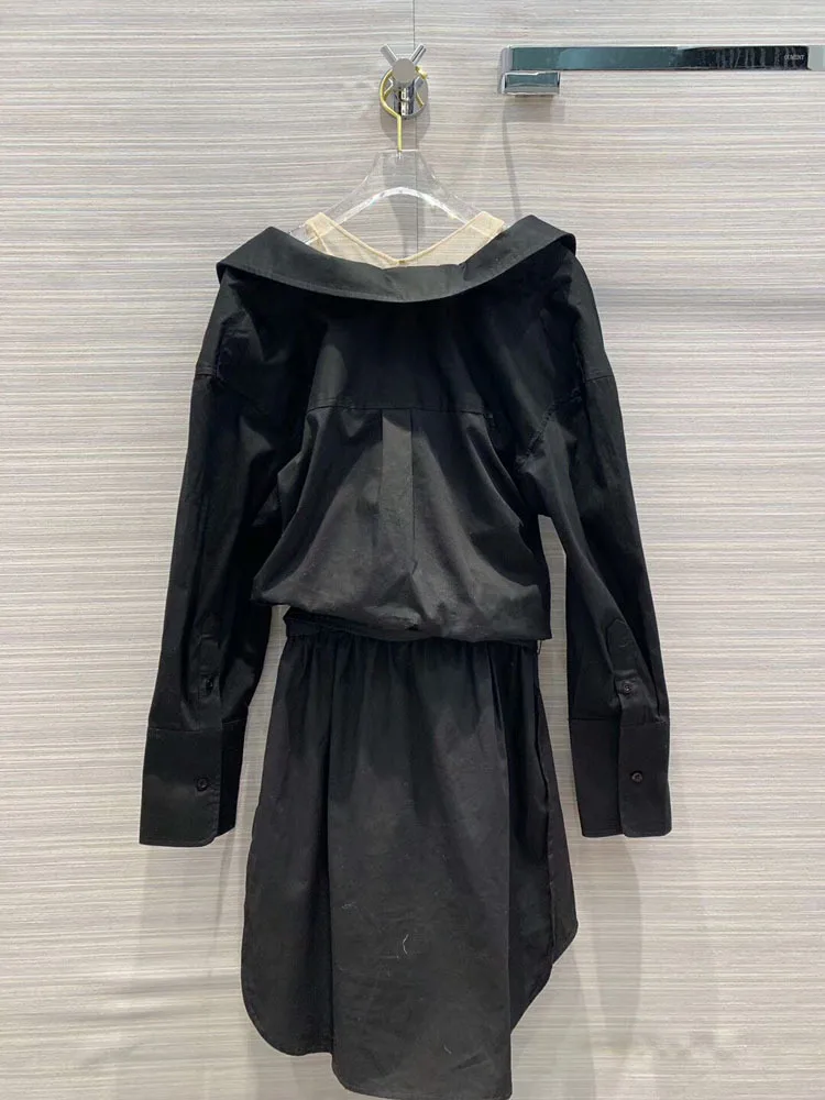 

2020 Early Spring New Fashion Ladies Stitching Two Pieces Shirt Dress Free Shipping Worldwide 3 Color Available