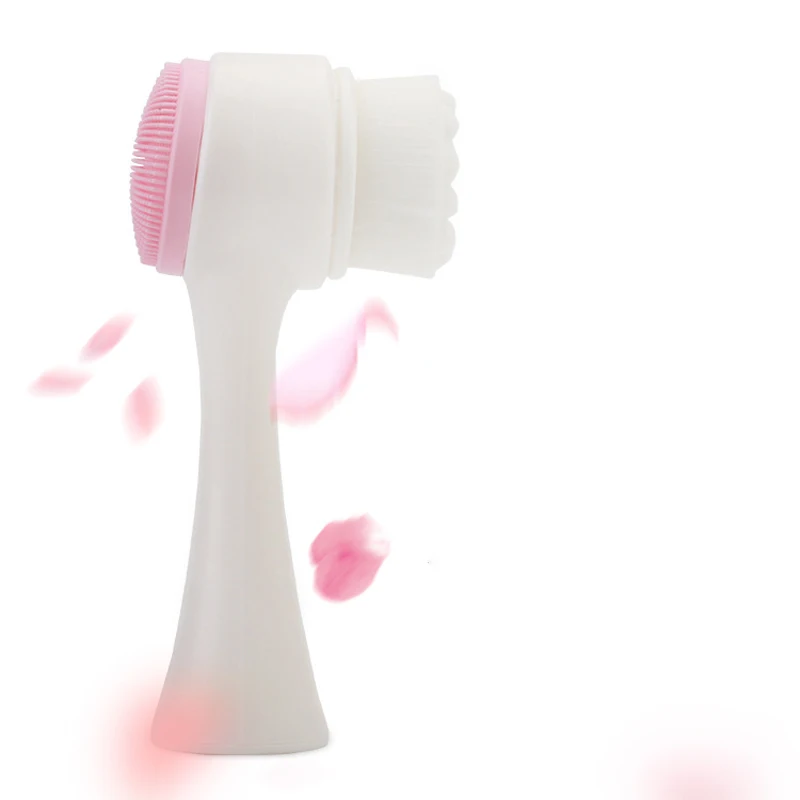 

1pcs Portable Facial Cleansing Brush Double Sided Cute Pink Women Cleanning Face Morning Dressing Room Massage Tools