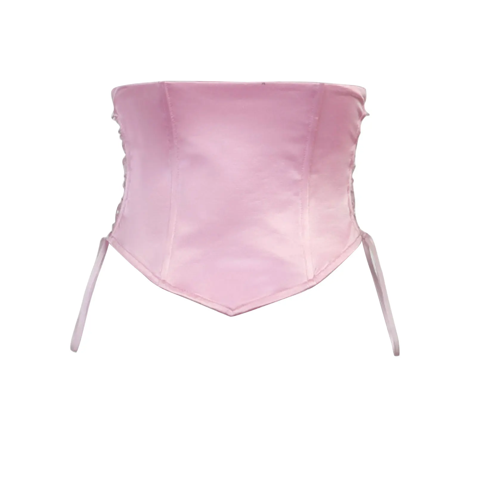 

Women Waist Trainer Corset Solid Color Lacing Strappy Cincher Shaper with Chest Support for Female Pink White Black