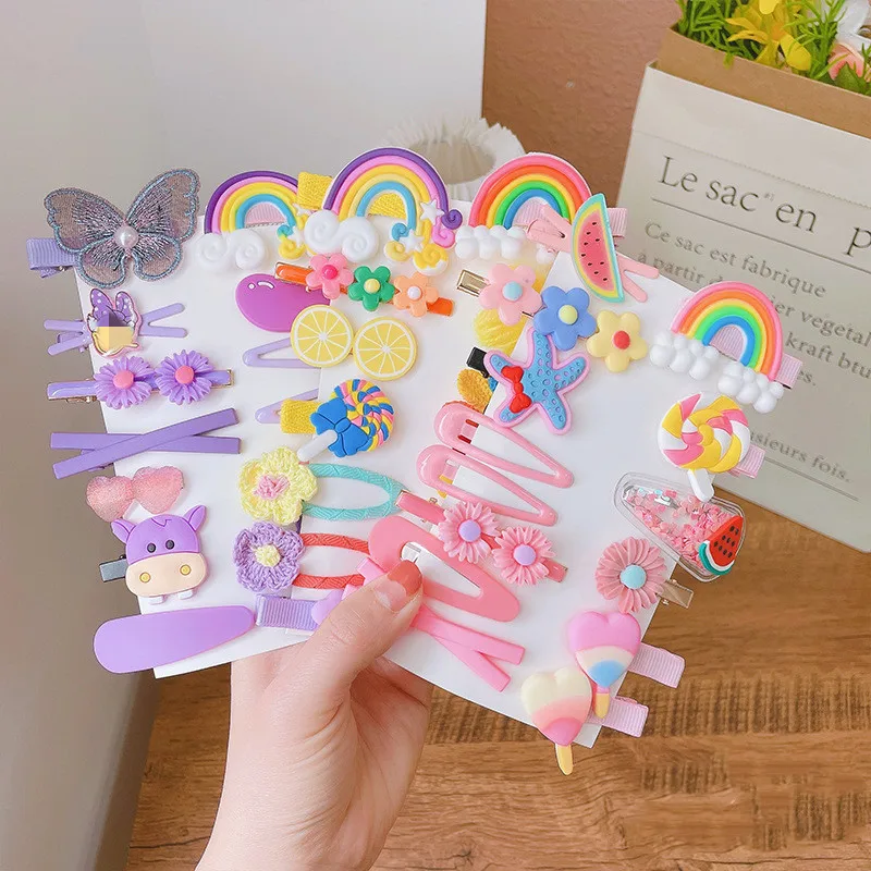 

14PCS/Set Children Cute Cartoon Flower Fruit Hair Clip Sweet Hairpins Girls Lovely Hair Clips Headband Kids Hair Accessories