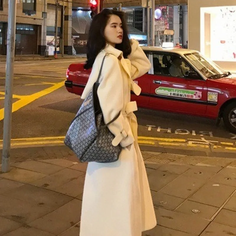 Зимнее Новое Однотонное шерстяное пальто в стиле ретро Европейский и