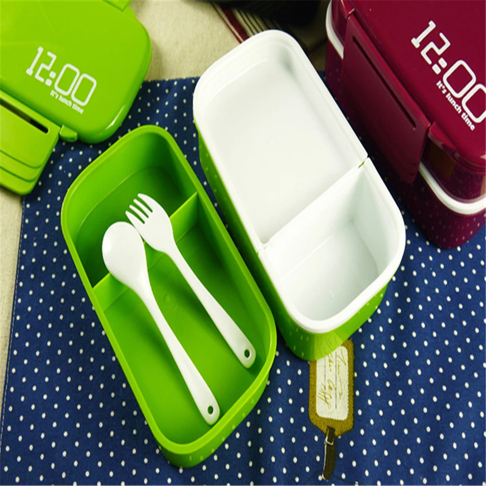 Двухслойный пластиковый Ланч бокс 12:00 бэнто для микроволновой печи контейнер еды
