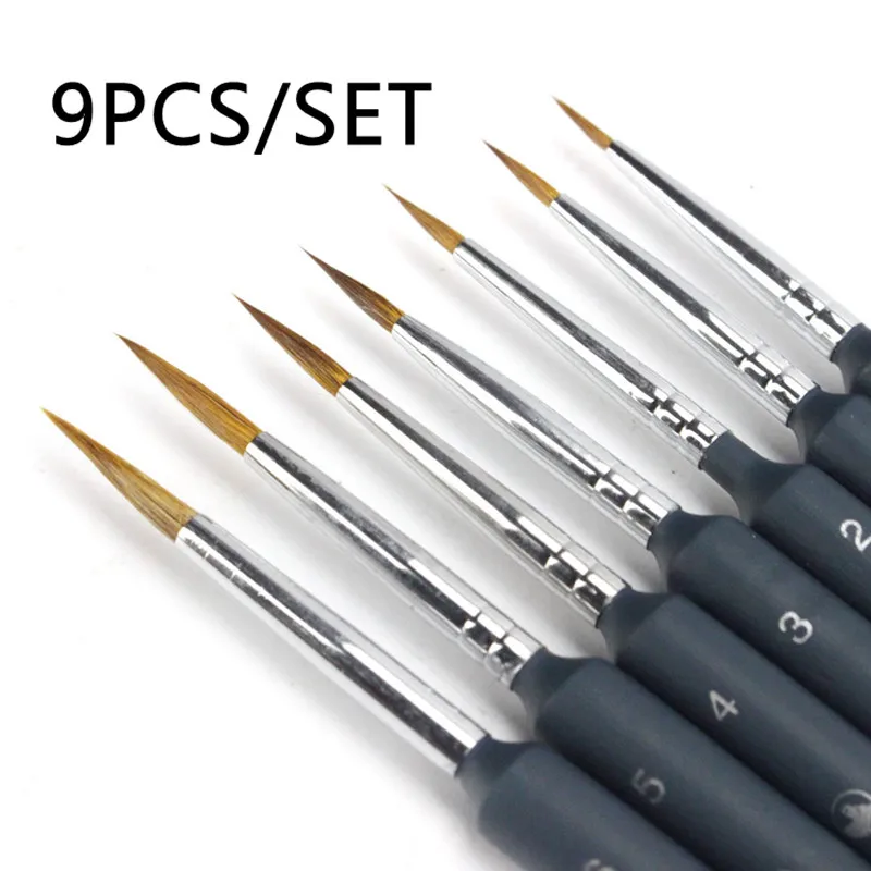 9 шт./компл. Росомаха кисть для рисования чистый хвост ход крюк край гуаши и
