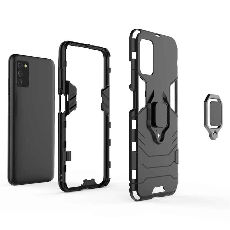 Funda a prueba de golpes para Samsung Galaxy A03S, carcasa con soporte de Anillo para el dedo, carcasa con soporte para Galaxy A03S-3