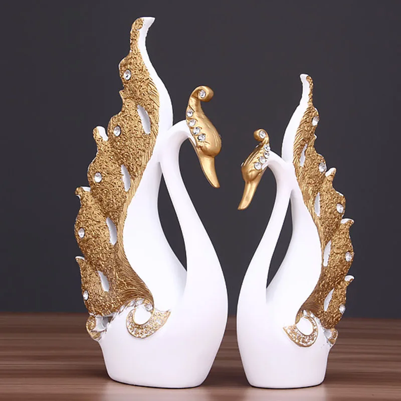 

Home Decoration Accessories A Pair of Swan Statue Home Decoration Sculpture Modern Art Jewelry Wedding Gift