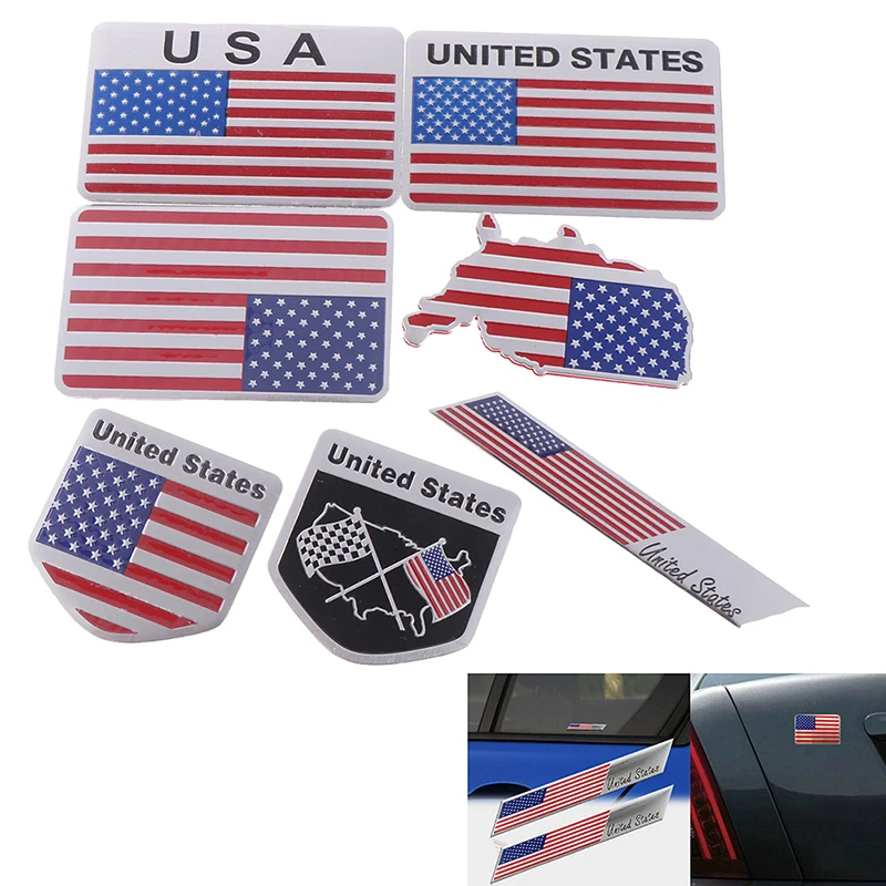 

1PC Badge Sticker Motorcycle Decal Car Styling 3D Aluminium Alloy American USA Map National Flag Emblem