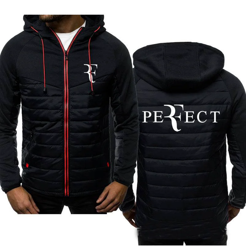 

Winter Men's Hoodies RF Roger federer Coat Zipper Hooded Jacket Cotton Coat Slim Fit Fashion Thicken Warm Outwear Man Tracksuit