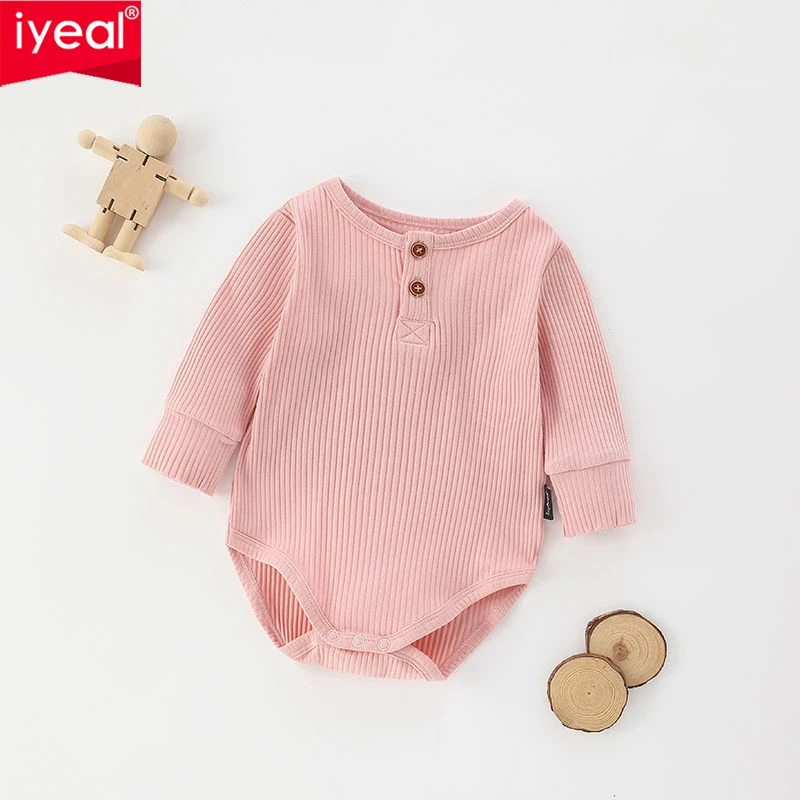 

IYEAL New Baby Boy Bodysuits Spring Long Sleeve 100% Cotton Solid Newborn Baby Girls Boys Clothes Tops Toddler Boy Jumpsuits